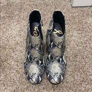 Sam Edelman snakeskin heeled booties
